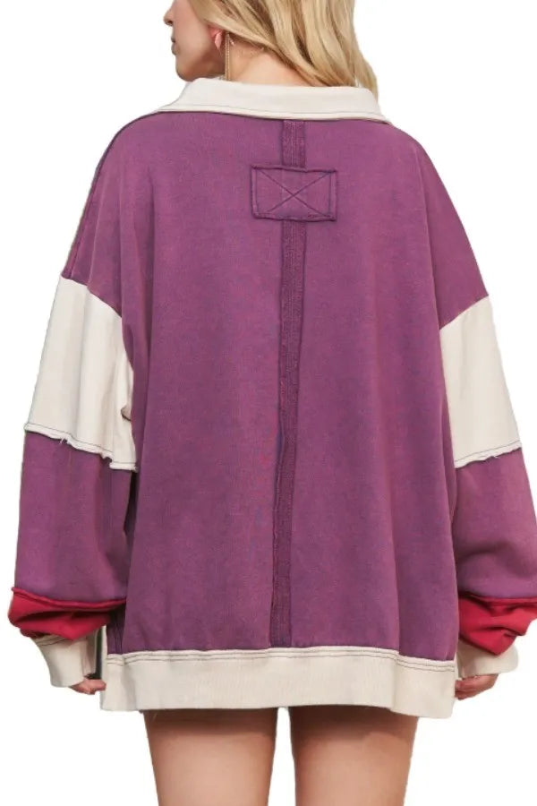 ADORA Out Seam Detail Loose Fit Top OutfitFlow