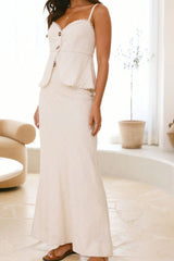 Lace Trim Button Front Cami and Skirt Set OutfitFlow