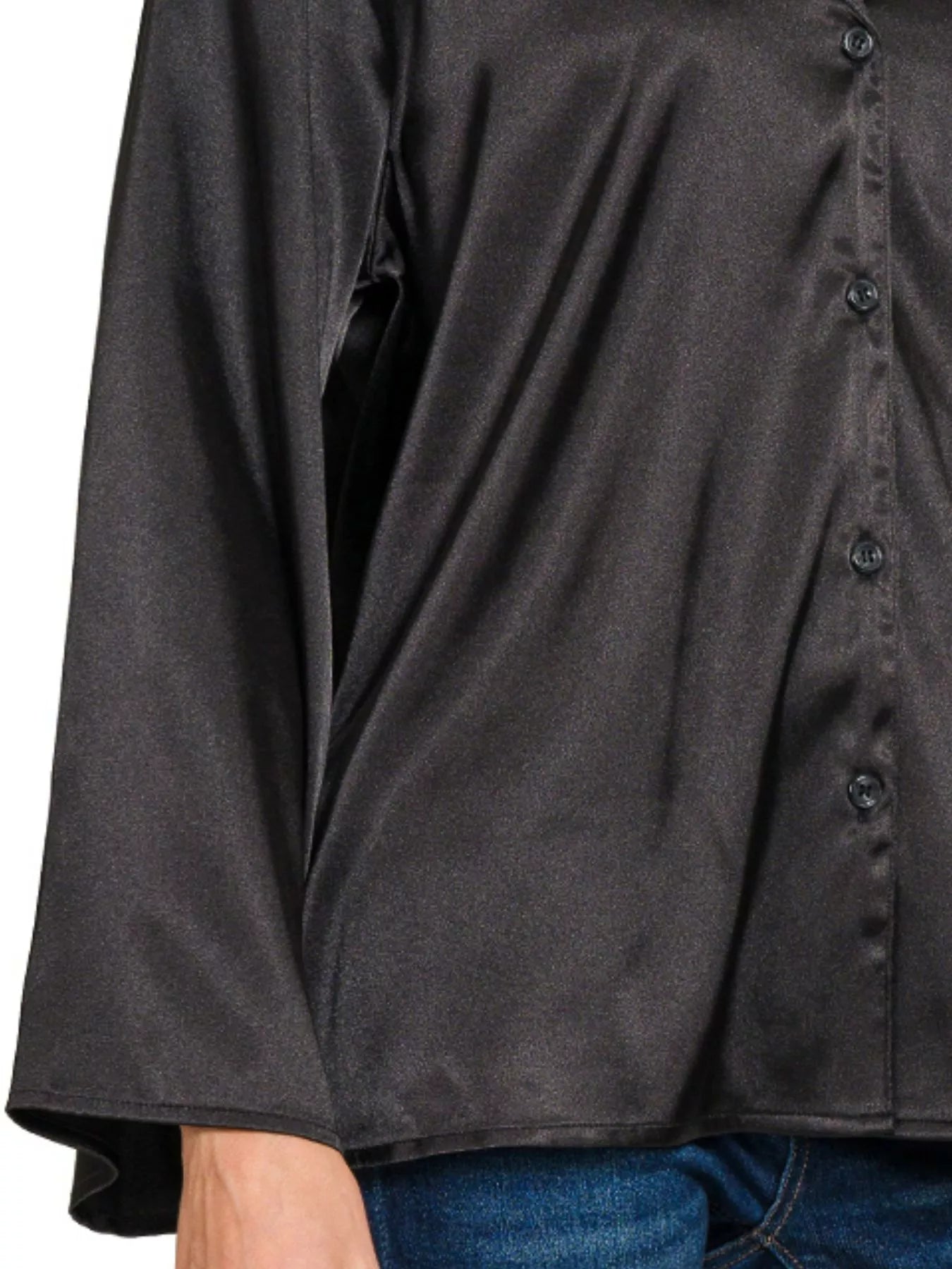Zenana Satin Button Down Shirt OutfitFlow