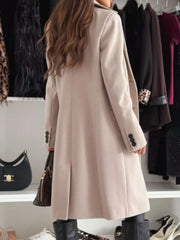 Lapel Collar Long Sleeve Coat OutfitFlow