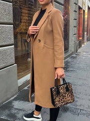 Lapel Collar Wool Blend Overcoat OutfitFlow