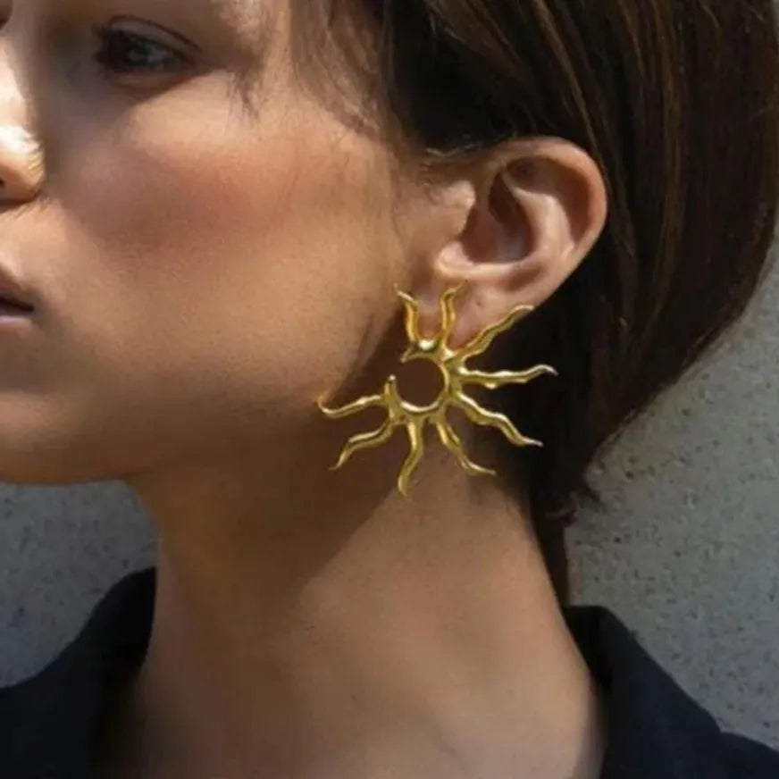 18K Gold-Plated Sun Ray Earrings OutfitFlow
