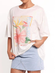 Graphic Round Neck Short Sleeve T-Shirt OutfitFlow
