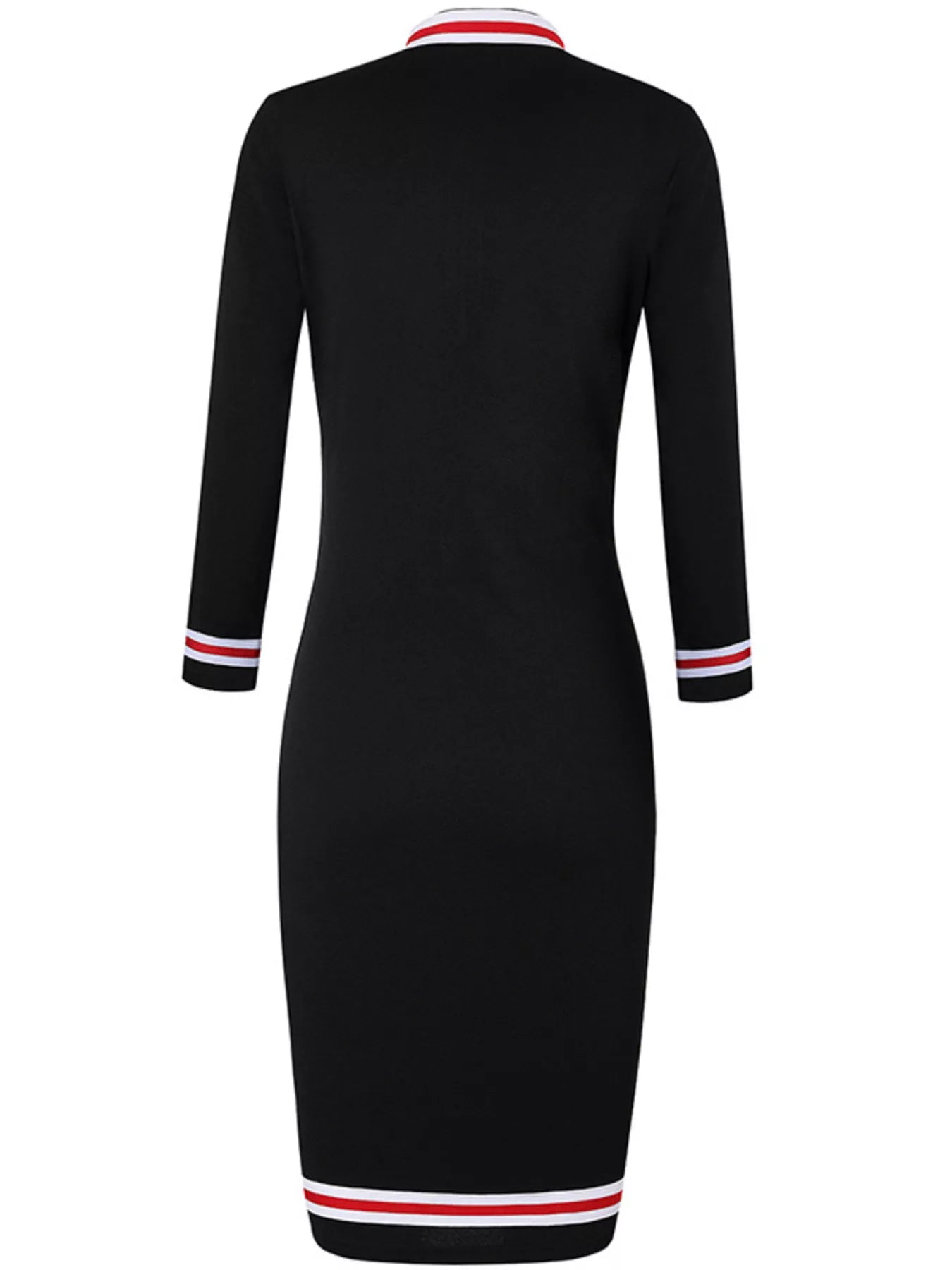 Striped Long Sleeve Bodycon Midi Dress OutfitFlow