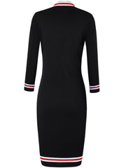 Striped Long Sleeve Bodycon Midi Dress OutfitFlow