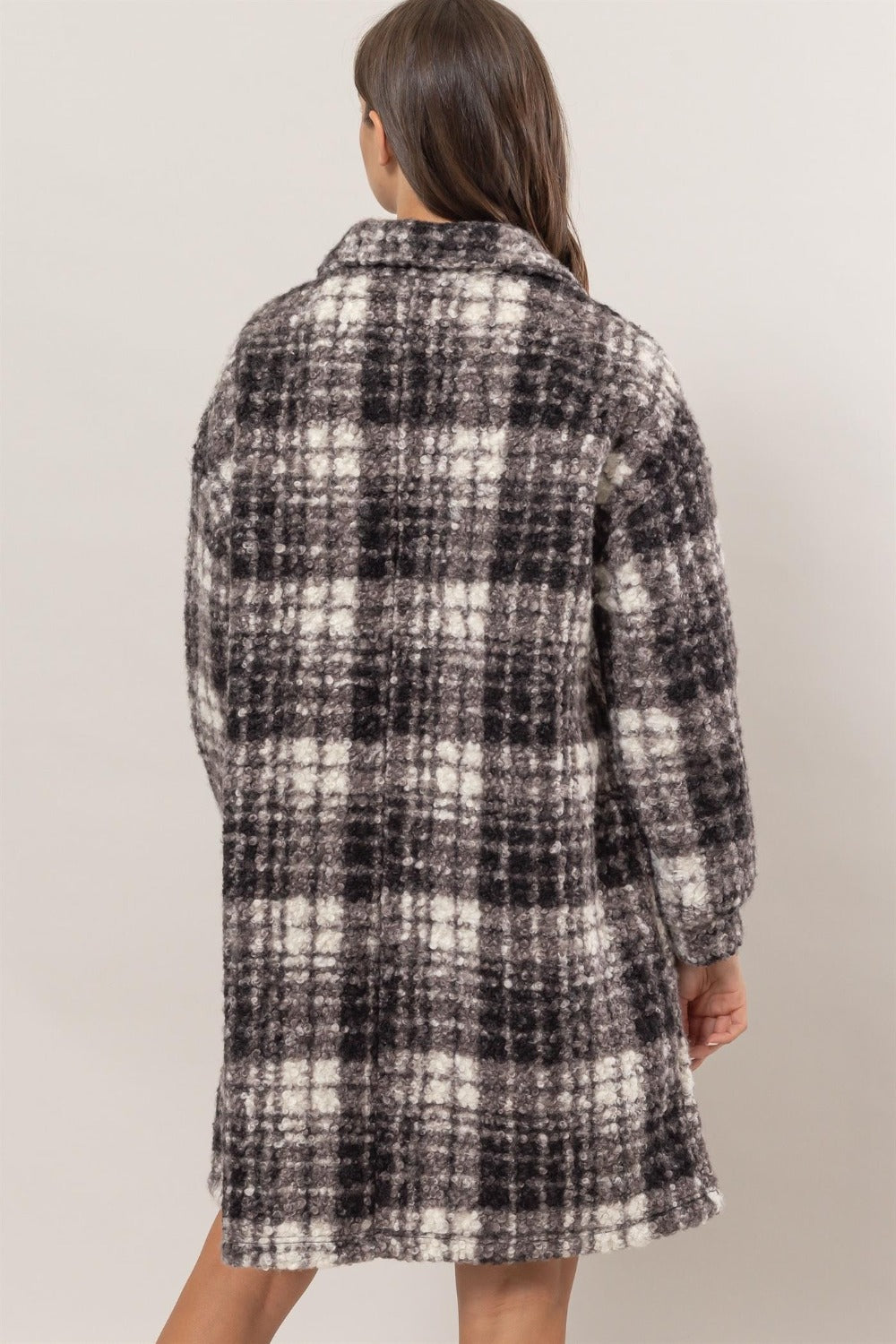 HYFVE Plaid Button Down Longline Jacket