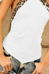 BiBi Triblend Leopard Halter Neck Tied Detailed Top OutfitFlow