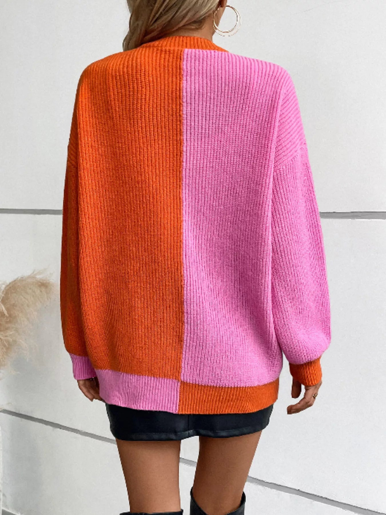 Color Block Open Front Knit Cardigan Trendsi