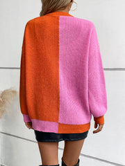 Color Block Open Front Knit Cardigan Trendsi