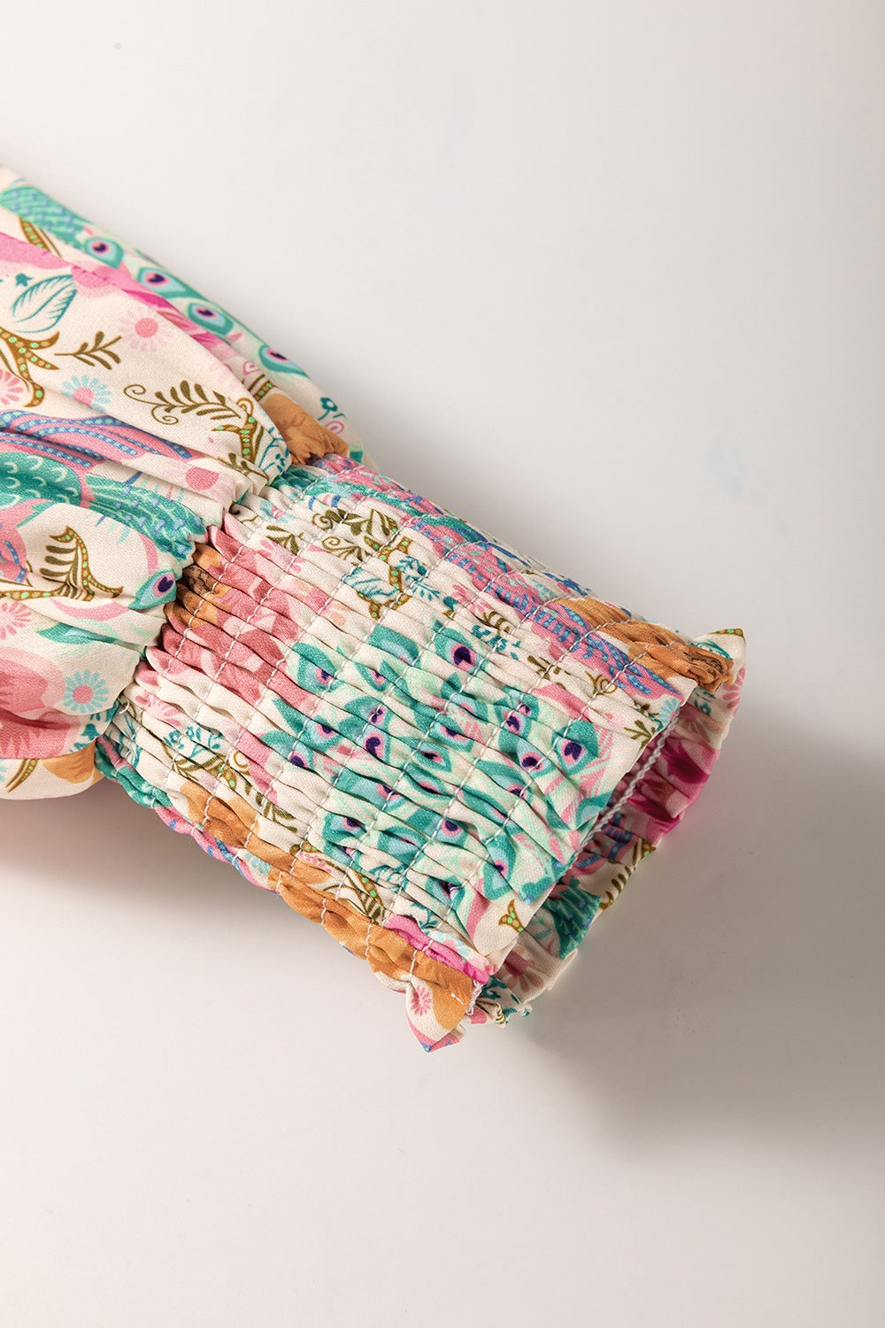 Printed Notched Lantern Sleeve Dress OutfitFlow
