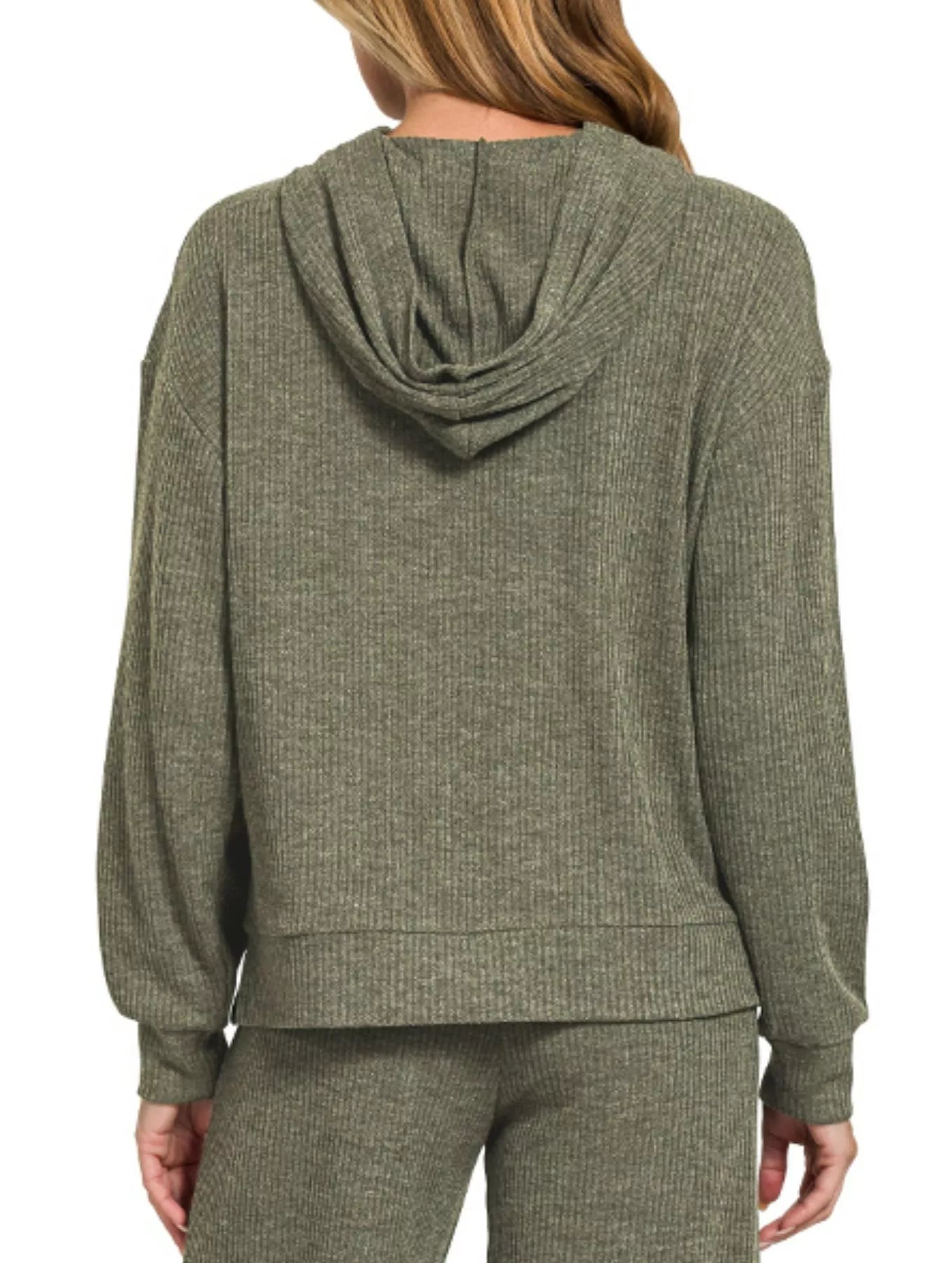 Zenana Drop Shoulder Ribbed Crop Hoodie OutfitFlow