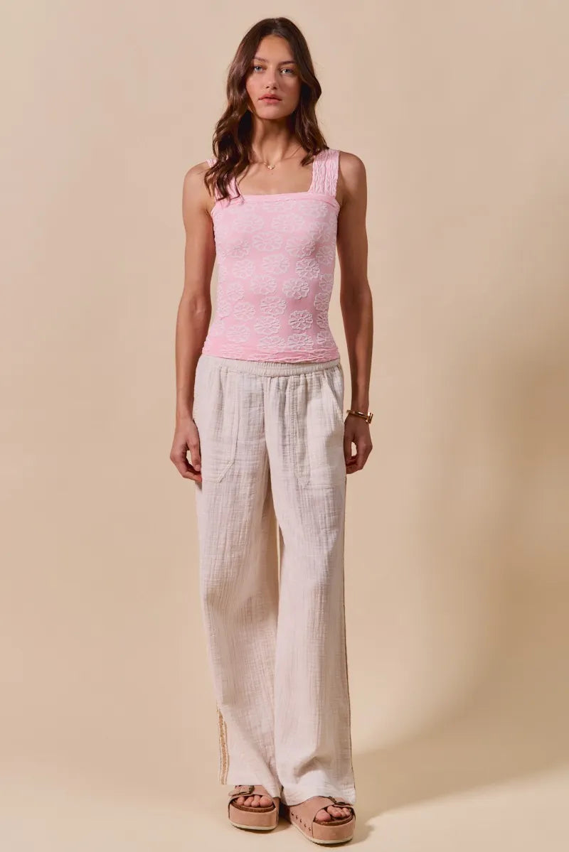 SO ME Two Tone Floral Seamless Tank Top OutfitFlow