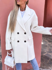 Full Size Double-Breasted Wool Coat Plus Size Trendsi