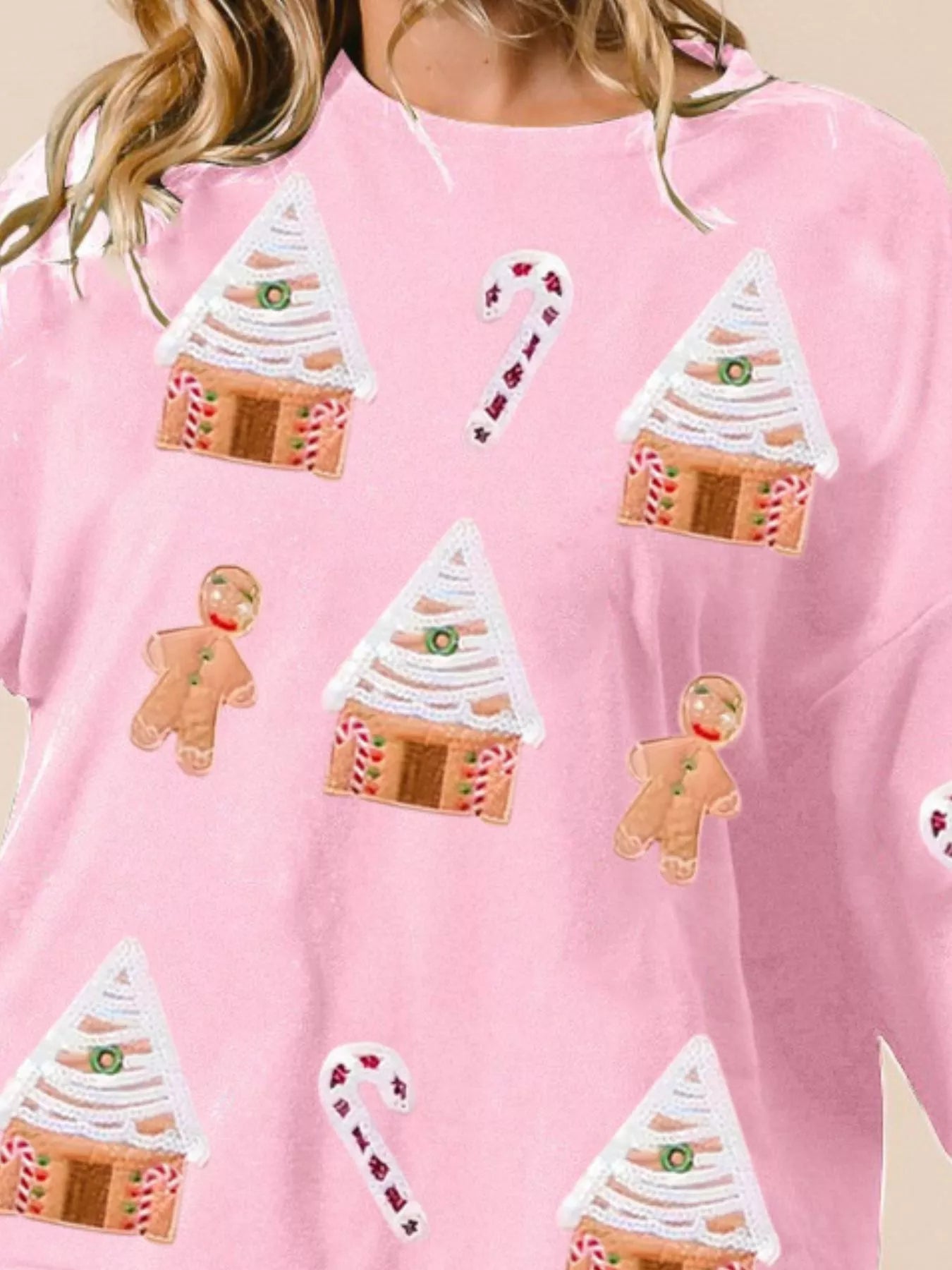 Christmas Gingerbread House Sequin Sweatshirt OutfitFlow