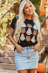 Halloween Graphic Round Neck Short Sleeve T-Shirt OutfitFlow