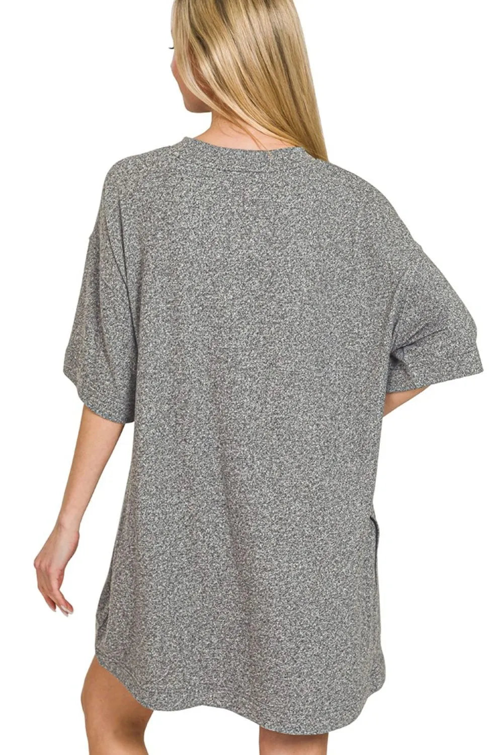 Zenana Soft Melange Hacci T-shirts Dress OutfitFlow