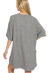 Zenana Soft Melange Hacci T-shirts Dress OutfitFlow