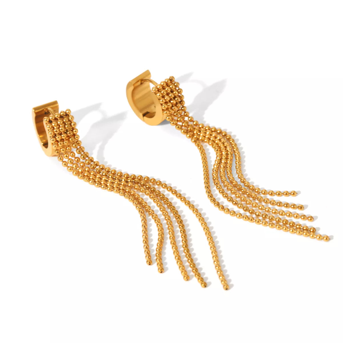 18K Gold-Plated Tassel Chain Earrings OutfitFlow