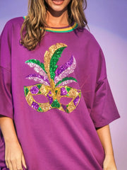 Sequin Round Neck 3/4 Sleeve Dress OutfitFlow