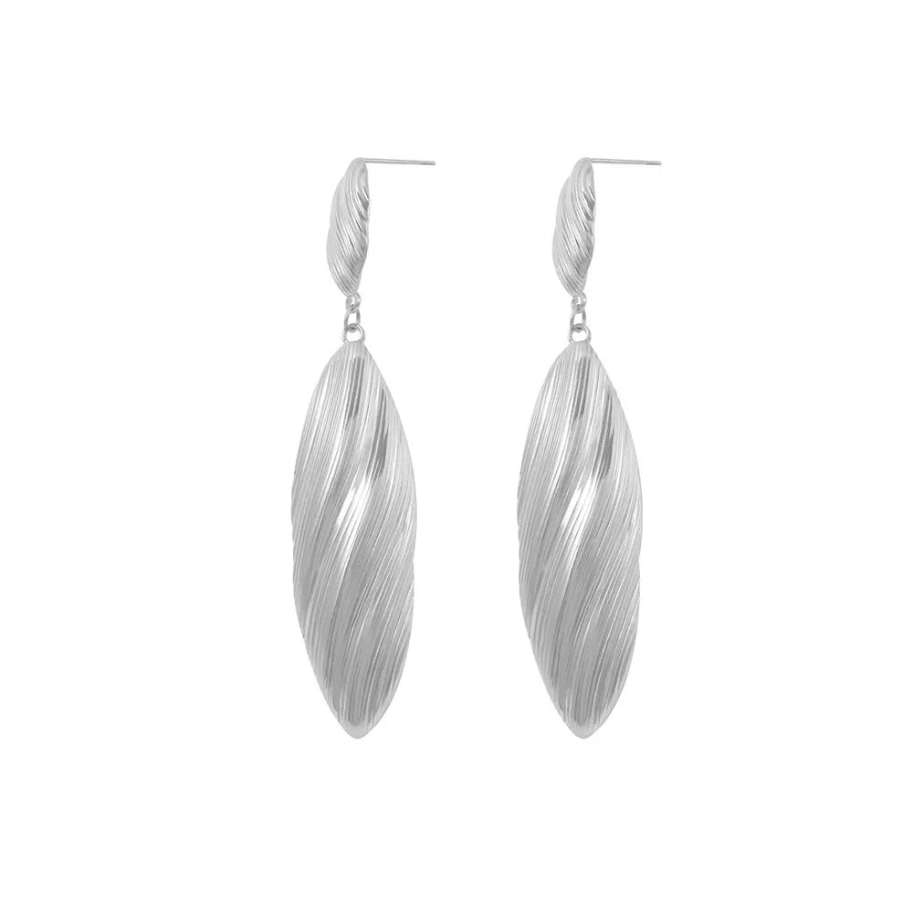 Stainless Steel Dangle Earrings Silver One Size OutfitFlow