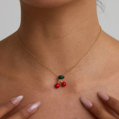 18K Gold-Plated Cherry Pendant Necklace Gold One Size OutfitFlow