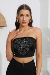 Heart Spider Web Graphic Tube Top OutfitFlow