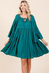 Mittoshop Frill Tie Neck Bell Sleeve Dress OutfitFlow