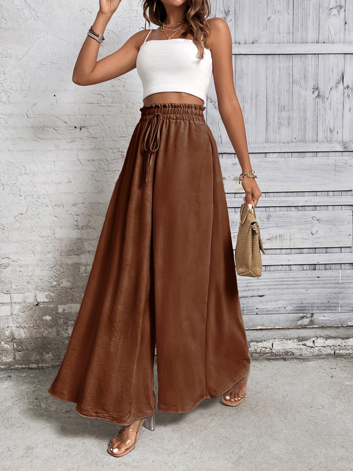 Outfit Flow - Honey Tied High Waist Wide Leg Pants