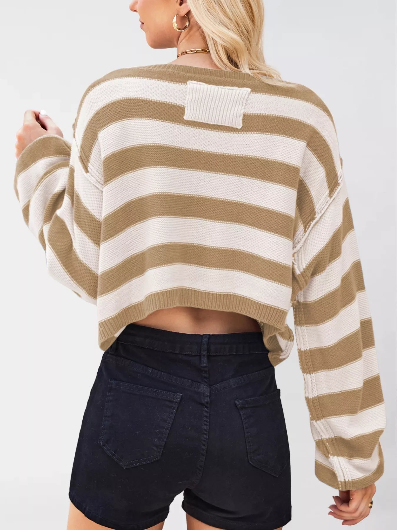 Striped Dropped Shoulder Sweater OutfitFlow