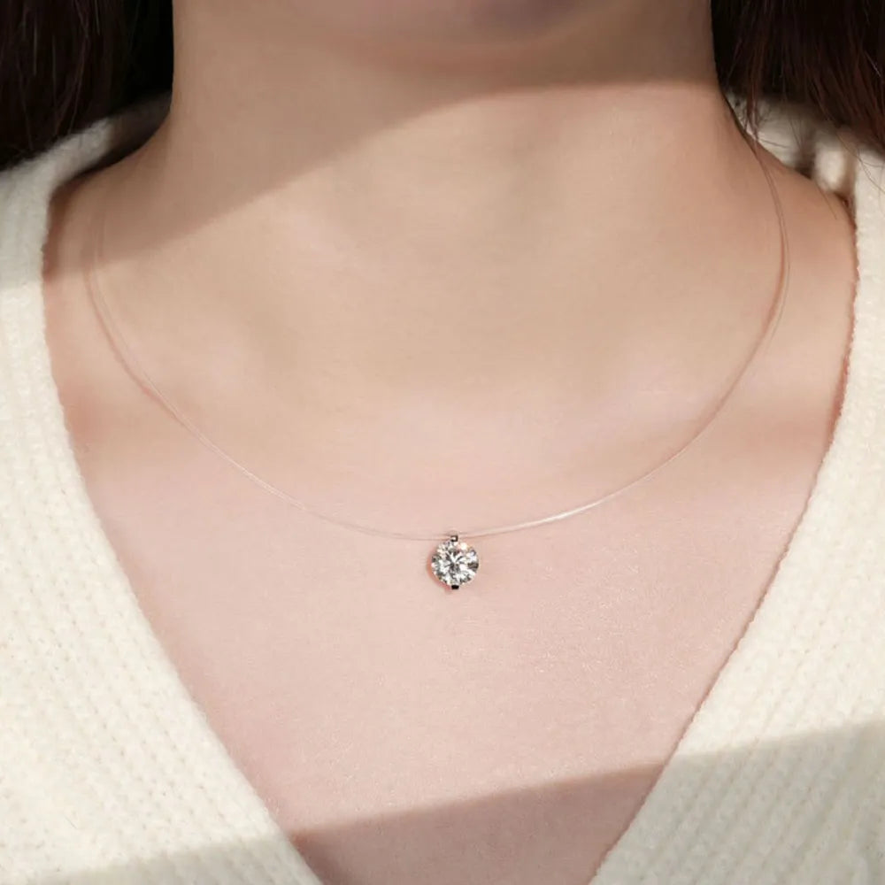 1 Carat Moissanite 925 Sterling Silver Necklace Silver One Size OutfitFlow