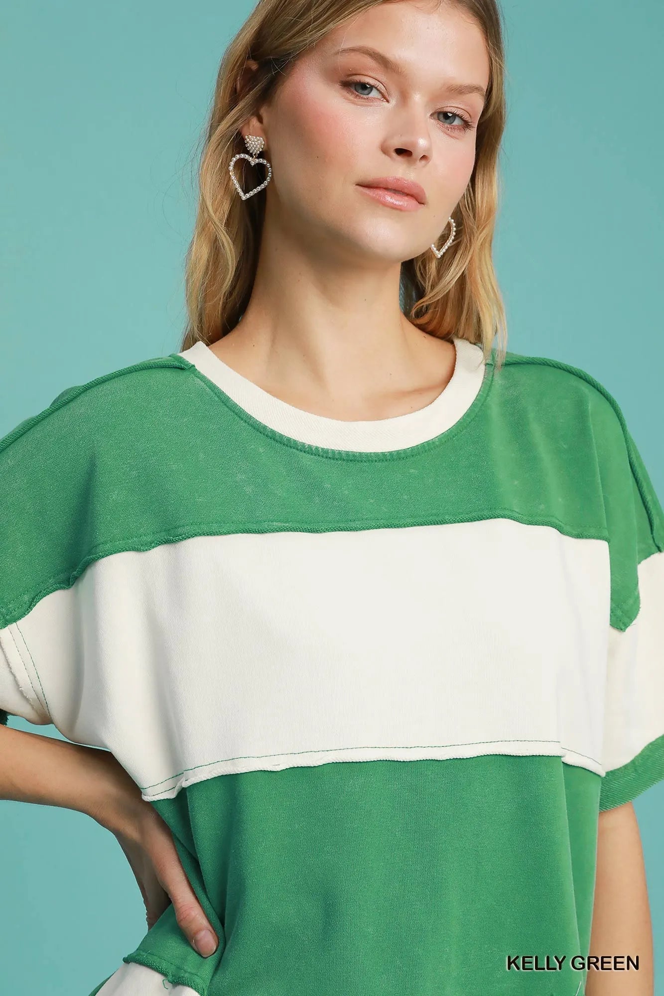 Umgee Mineral Wash ColorBlock Tunic Dress Trendsi