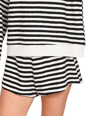 Zenana Striped Long Sleeve Top and Shorts Set OutfitFlow