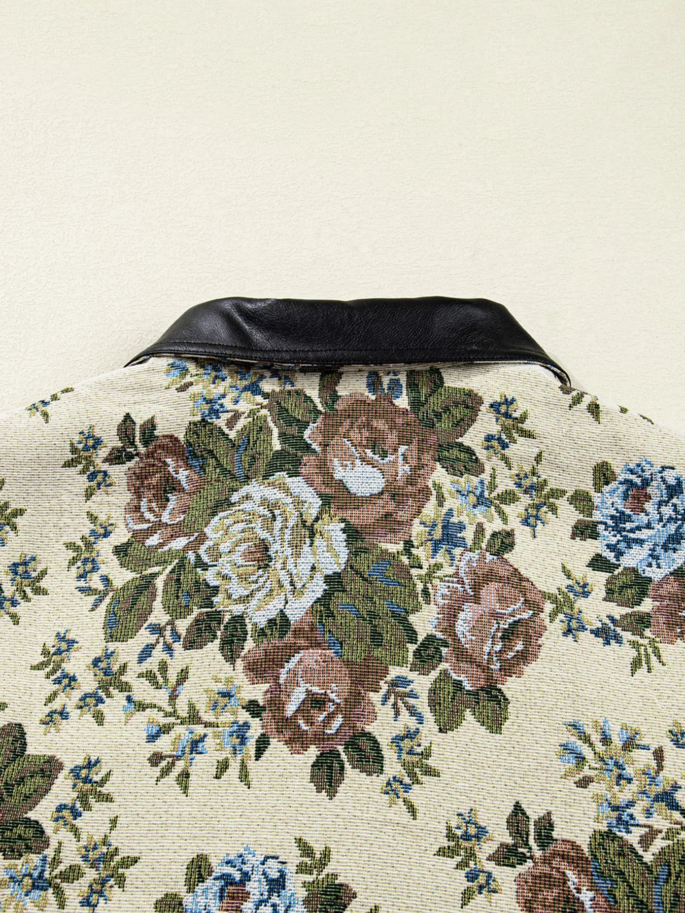 Floral Print Zip Up Contrast Collared Jacket OutfitFlow