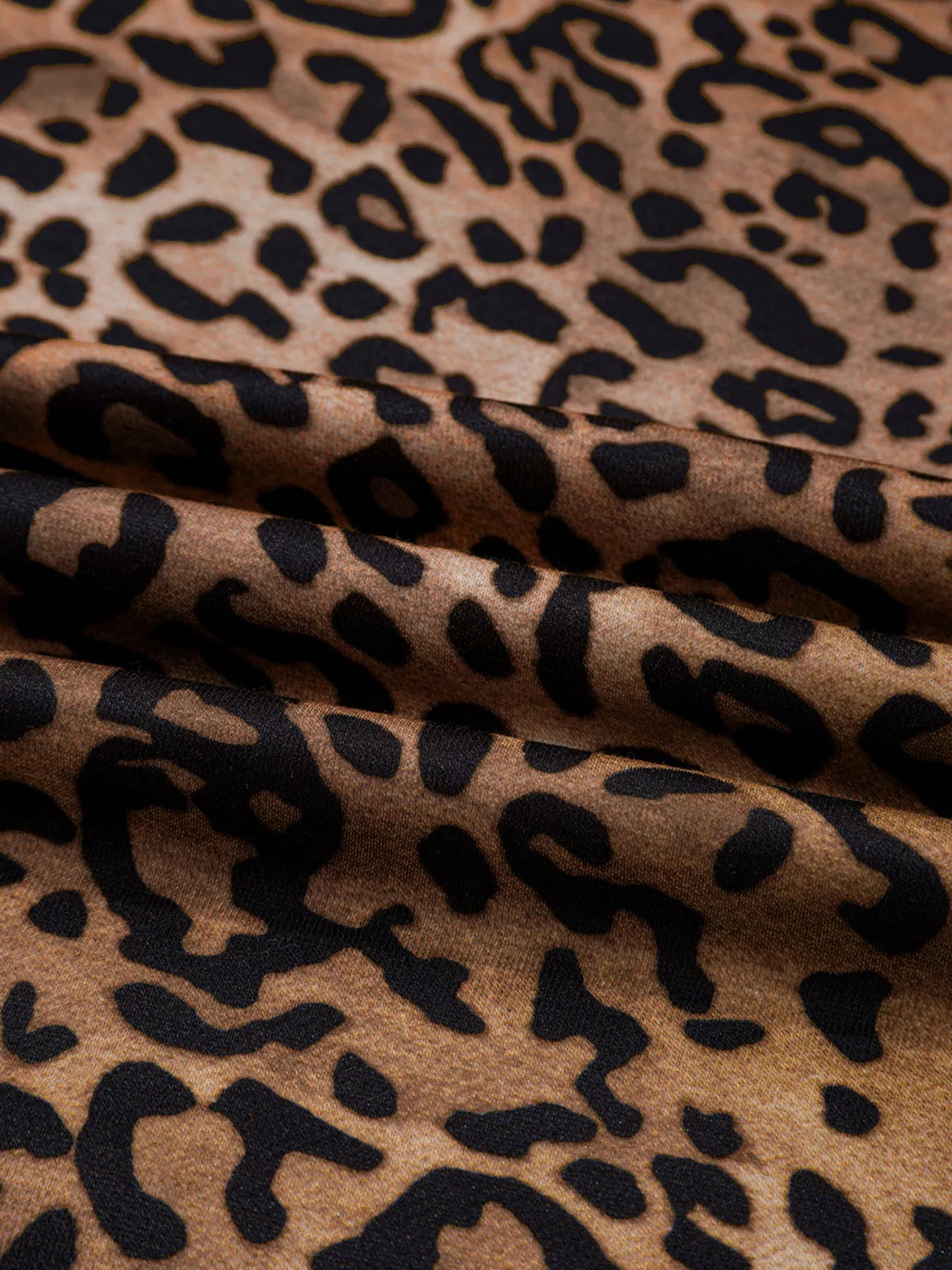 Leopard Print Contrast Trim Long Sleeve Top and Pants Set OutfitFlow