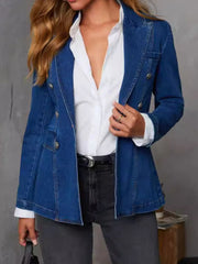 Outfit Flow - Collared Neck Long Sleeve Denim Jacket