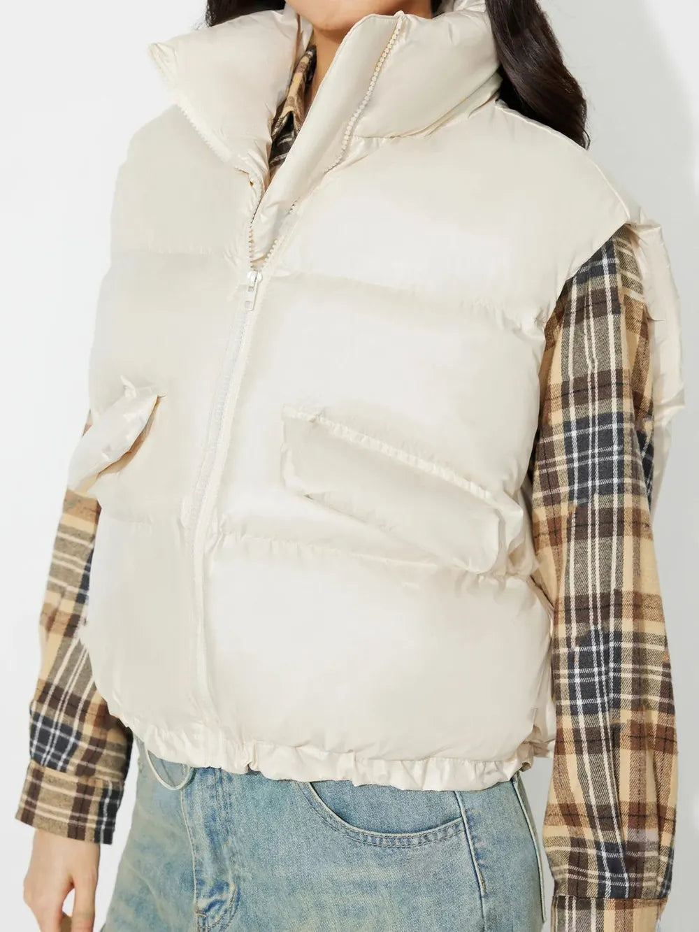 Zip Up Vest Coat with Pockets Trendsi