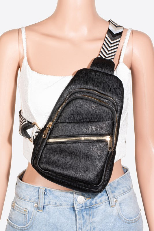 Outfit Flow - Fame PU Leather Chevron Strap Crossbody Bag