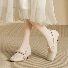 Square Toe Block Heels Pumps OutfitFlow