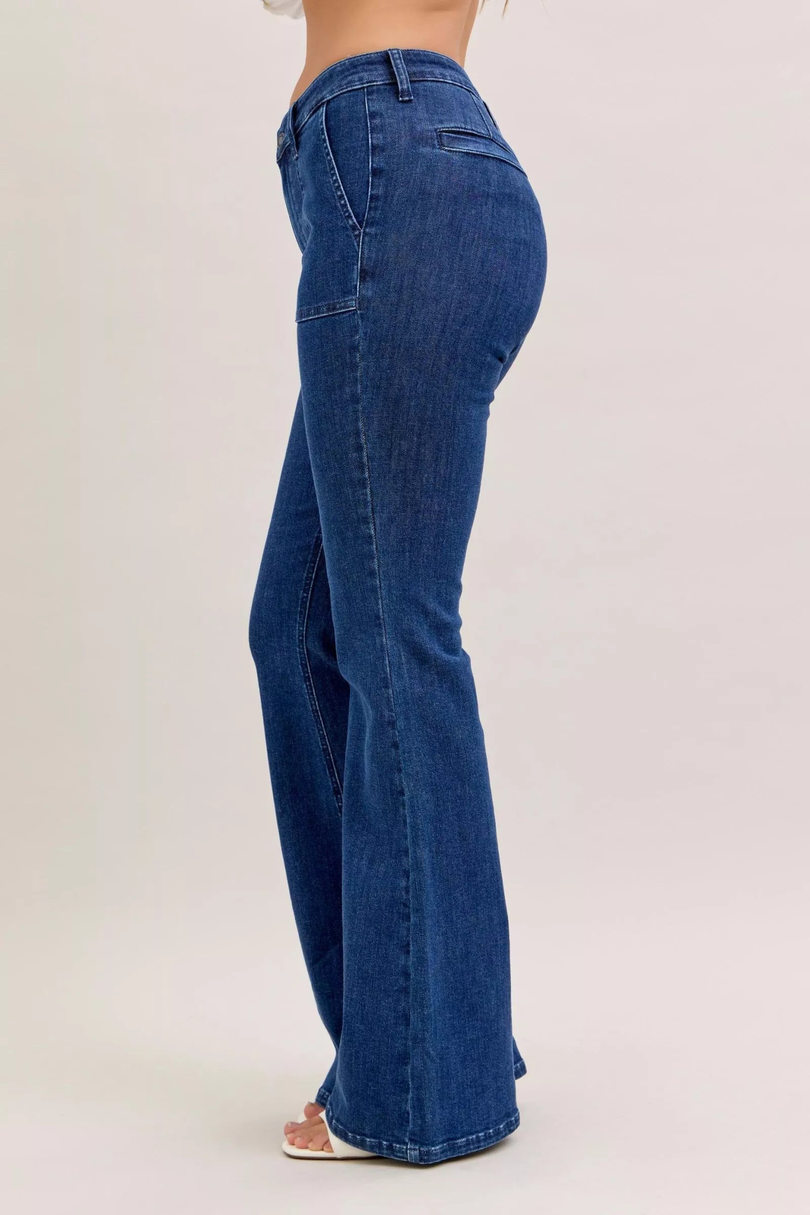 Judy Blue High Waist Flare Jeans with Front Patch Pockets Trendsi