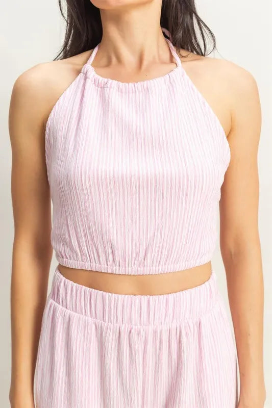 HYFVE Striped Halter Neck Top and Pants Set OutfitFlow