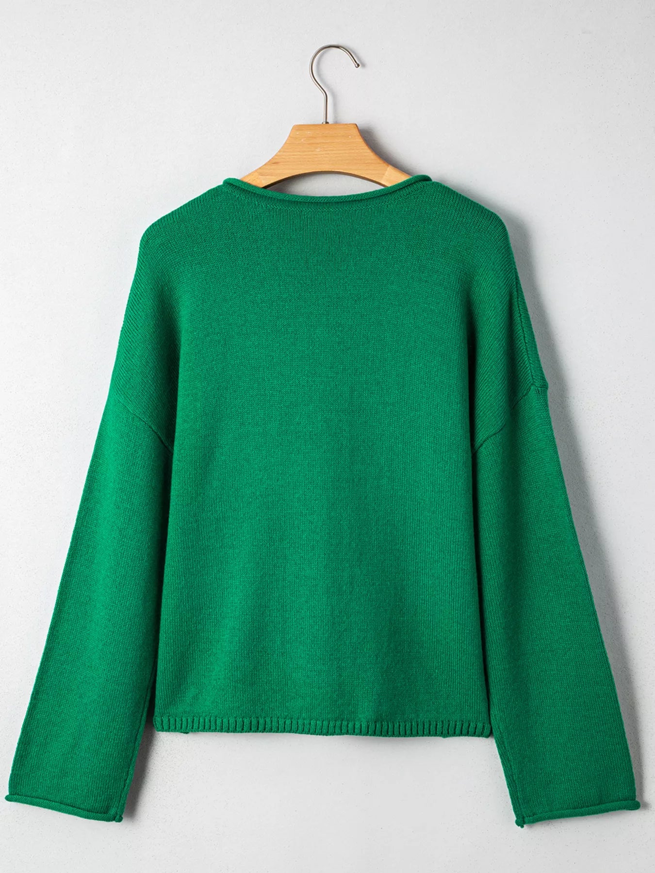 Solid Color Knit Button Drop Shoulder Sweater Cardigan OutfitFlow