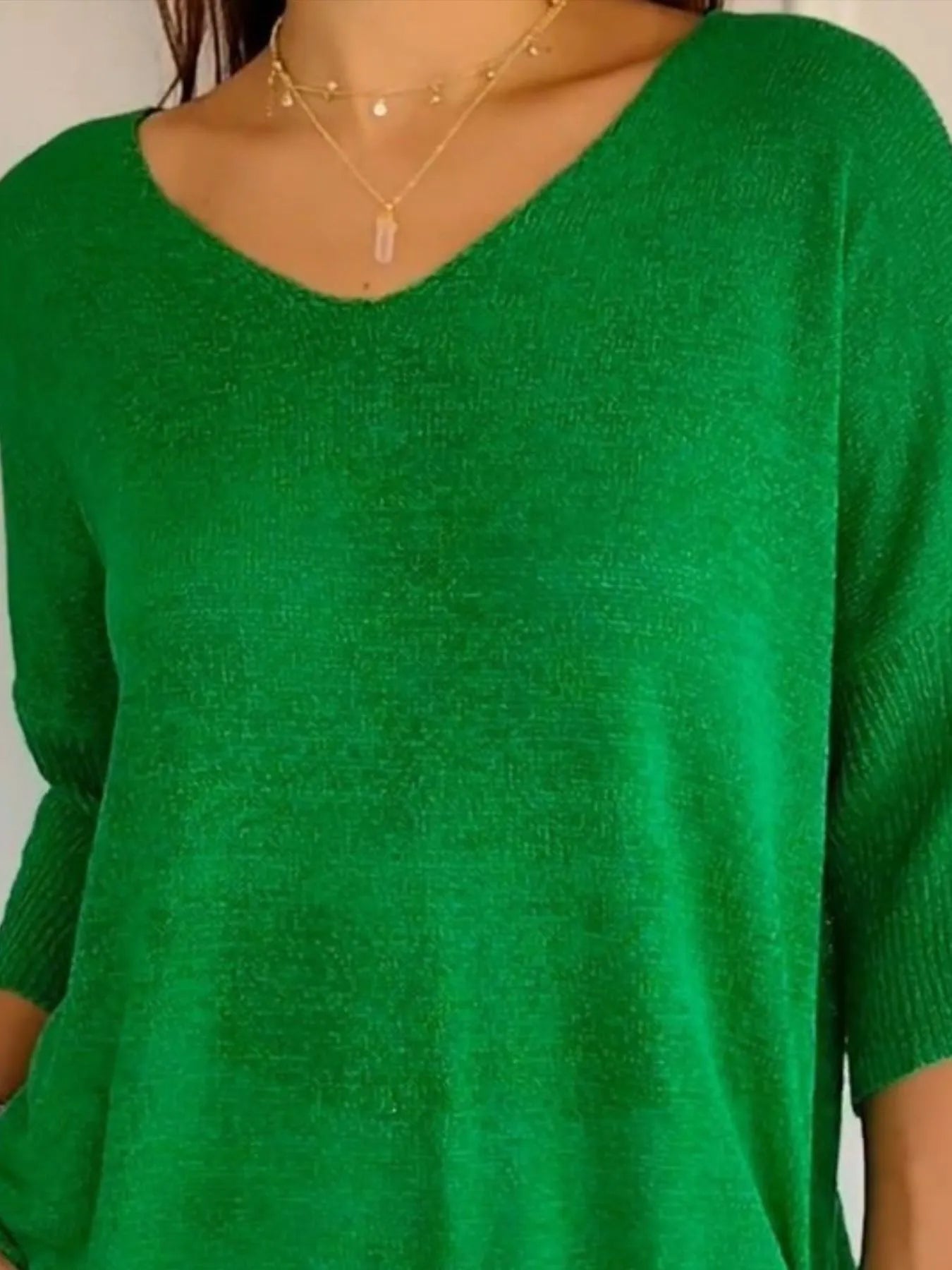 Full Size Relaxed Fit Ribbed Hem Sweater Plus Size Green OutfitFlow