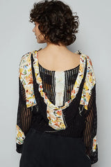 POL Vintage Washed Crochet Hoodie Jacket With Patchwork OutfitFlow