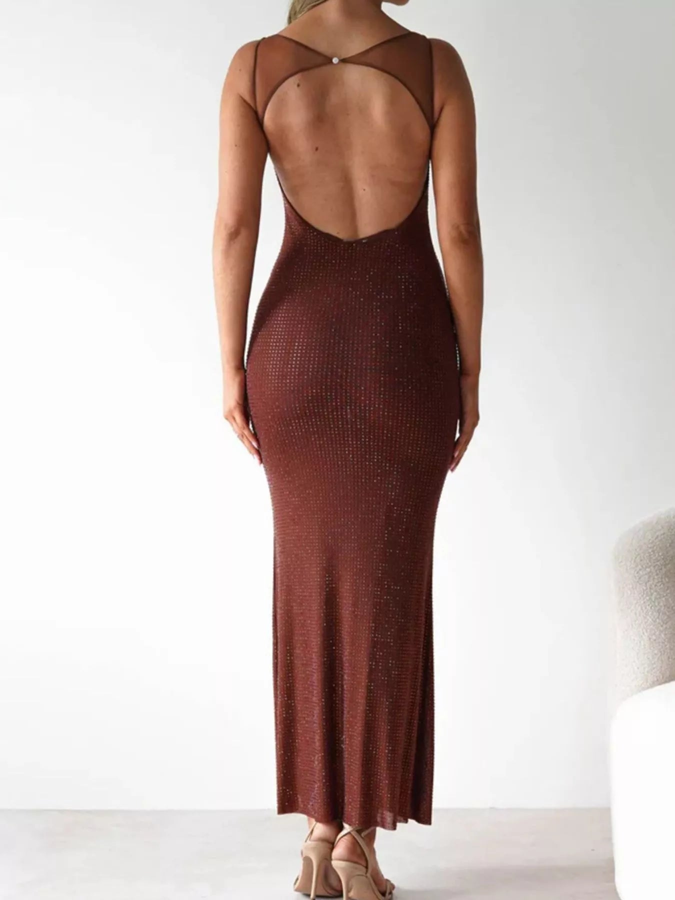 Backless Sleeveless Bodycon Maxi Dress OutfitFlow