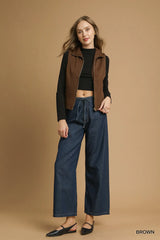 Umgee Zip-Front Fitted Vest with Pockets Trendsi