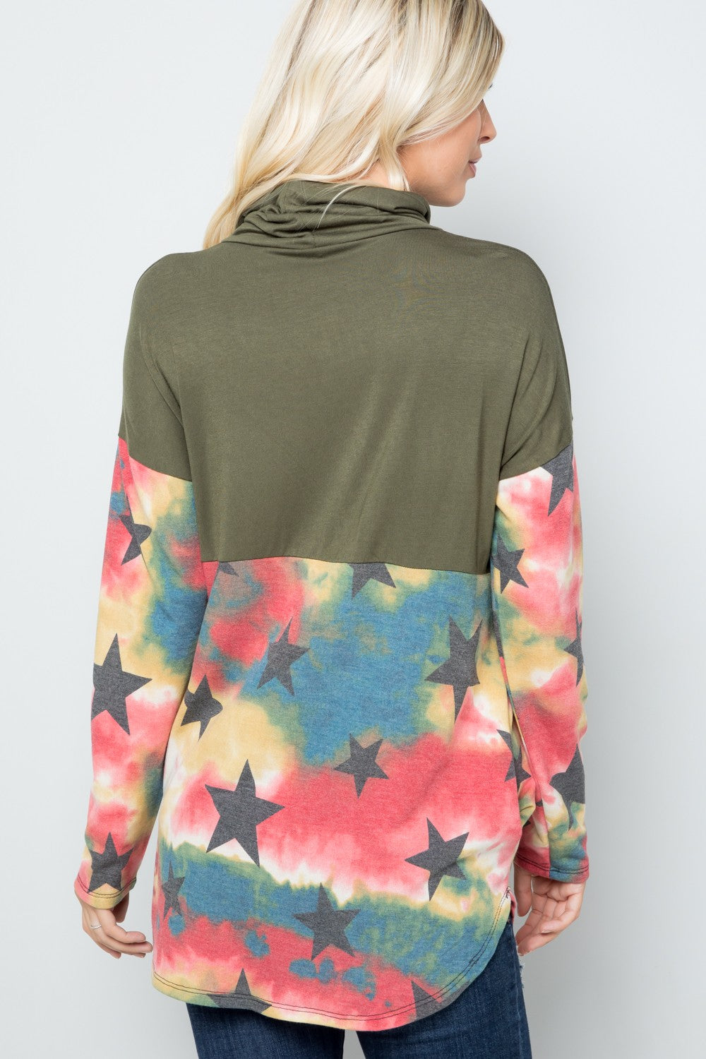 Outfit Flow - Celeste Full Size Tie-Dye Star Print Long Sleeve Blouse