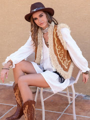 Fuzzy Open Front Vest Coat Trendsi