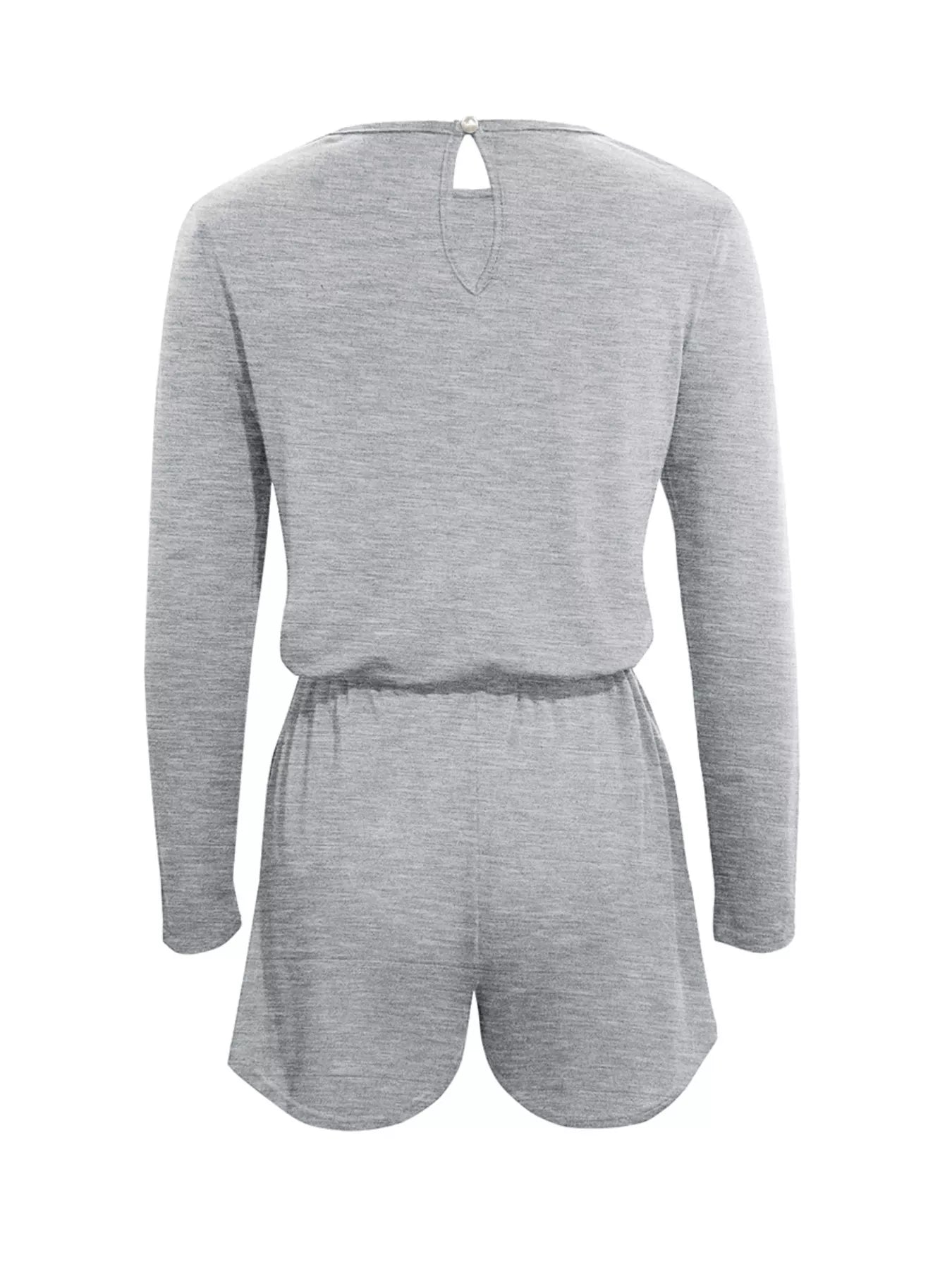 Long Sleeve Drawstring Romper OutfitFlow