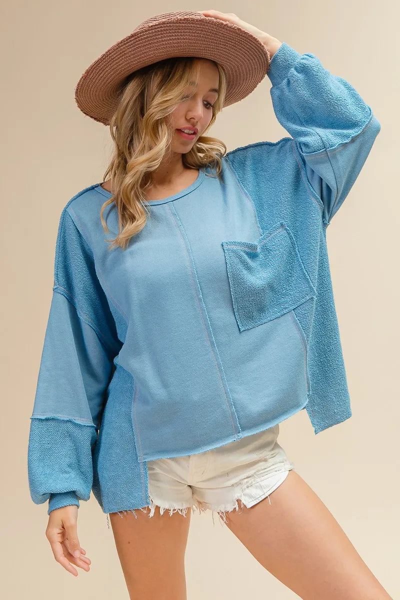 BiBi Oversized Pocket Front Sweatshirt OutfitFlow
