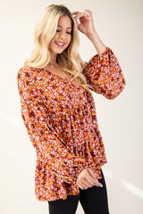 Outfit Flow - Celeste Full Size Floral V-Neck Balloon Sleeve Blouse